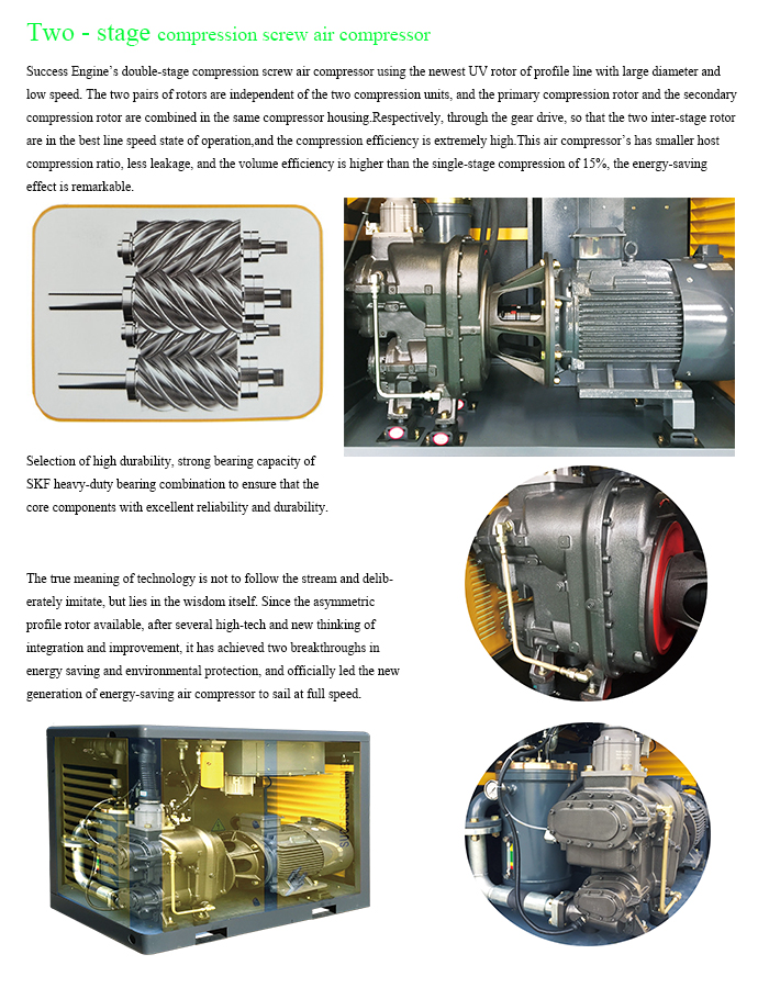 Hot Sale Twostage Screw Air Compressor 37KW 7bar 10bar 125bar