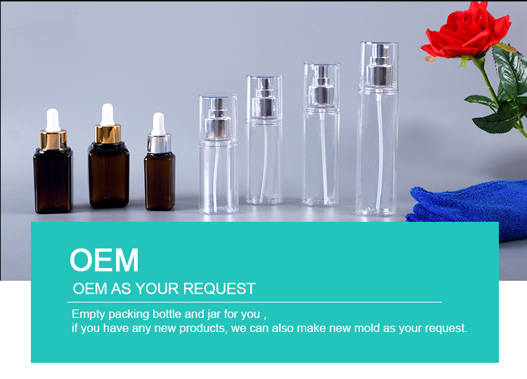 Wholesale manufacturer PET 50ml cosmetic dropper bottle