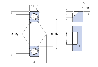 High Speed Bearing QJ304 Four Point Angular Contact Ball Bearings