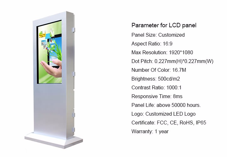 55 inch Media player advertising digital signage outdoor type