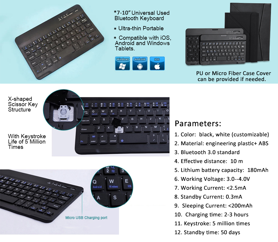 Bluetooth mini keyboard 7 inch