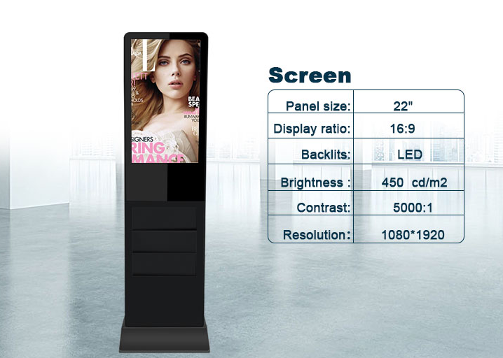 Retail industry vertical HD TFT 22 inch POP display touch screen smart kiosk