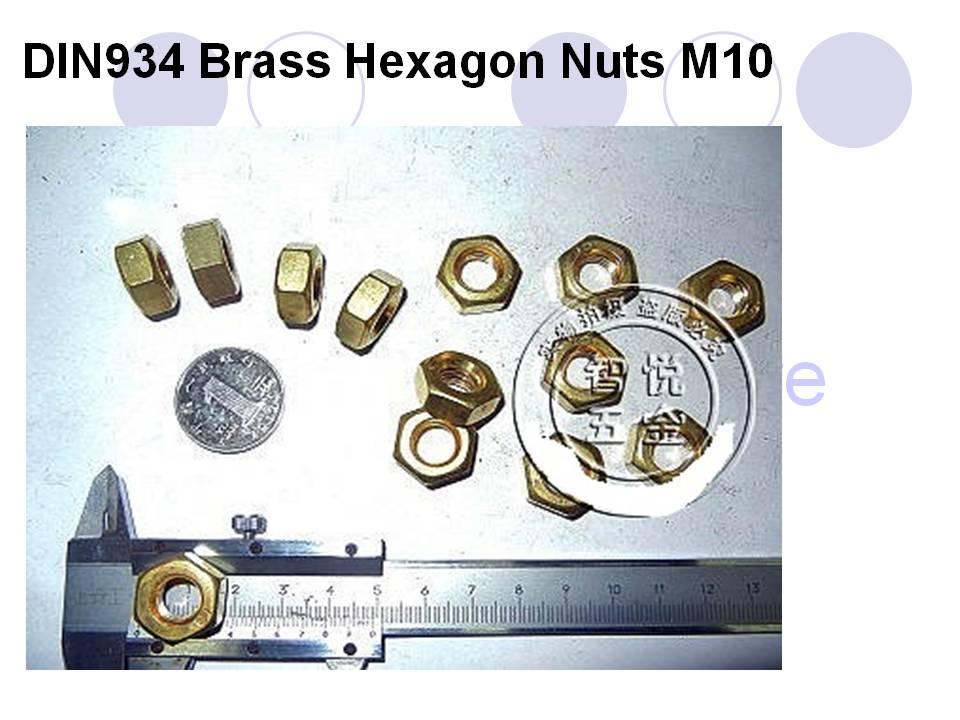 DIN934 Brass Hexagon Nuts GBT 617086 Cooper Brass Thread Insert Nuts M3M4M5M6M8M10M12M14M16M18