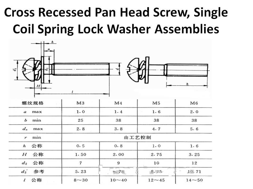 Pan Head AssembliesSpring Lock Washer and Plain WasherSems Machine Screws M3M4M5M6