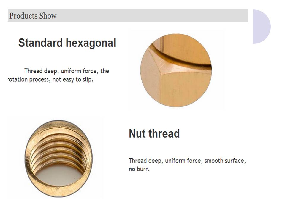 DIN934 Brass Hexagon Nuts GBT 617086 Cooper Brass Thread Insert Nuts M3M4M5M6M8M10M12M14M16M18