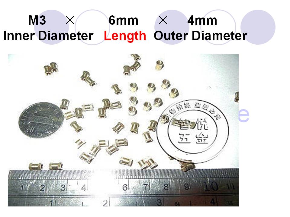 Brass Straight Knurled Insert NutsRound Slotted Brass Nuts