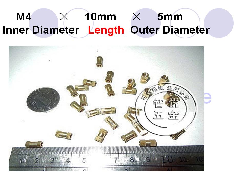 Brass Straight Knurled Insert NutsRound Slotted Brass Nuts