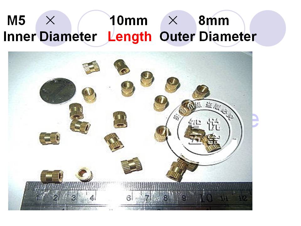 Brass Straight Knurled Insert NutsRound Slotted Brass Nuts