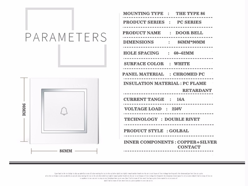 MVAVA Push Bottom Home Office Hotel Gate Doorbell Wall Switch White 220V One Gang Door Bell Switch
