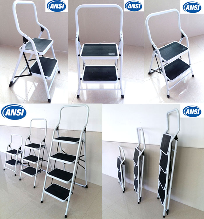 ANSI certLightweight steel wide 2 folding step ladder