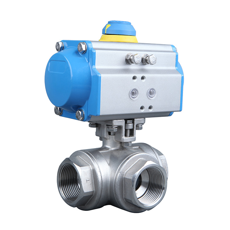 3-Way Double Acting/Single Acting Pneumatic Threaded Ball Valve(id ...