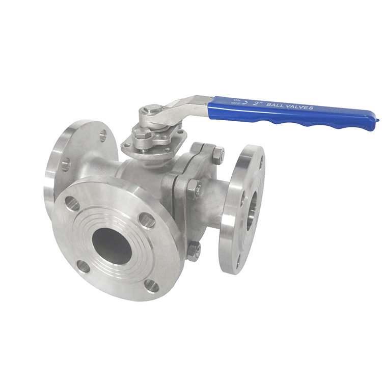 3way Double ActingSingle Acting Pneumatic Flanged Ball Valve