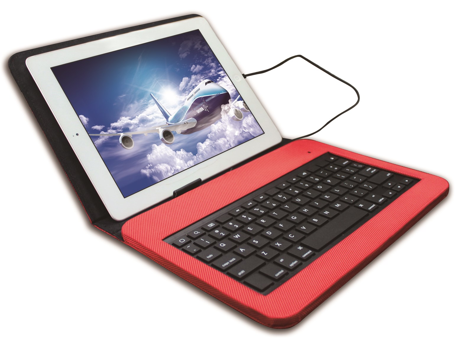 Red Color Leather Case For iPadiPhone Lighting Wired KeyboardYBKSL0908
