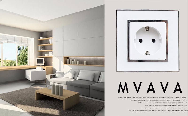 MVAVA Europe sockets Mirror crystal glass EU German Standard Wall power Socket electrical outlet AC 110250V 16A
