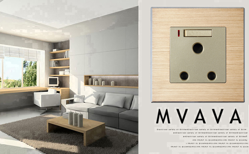 Mvava Luxury Satin Aluminium Series 15A South Africa Wall Socket And Switch With LED 15A South Africa Switched Socket