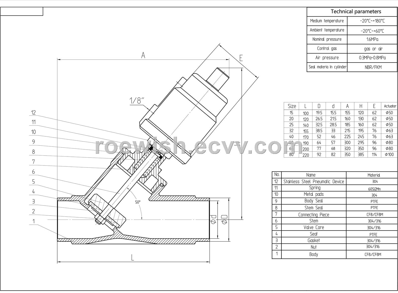 Welded Pneumatic Angle Seat Valve with Stainless Steel Actuator