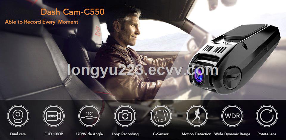 Dash Camera Covert Recorder Dual Car Cam LCD FHD 1080p 170 Wide Angle Dashboard with GSensor WDR Loop Recording
