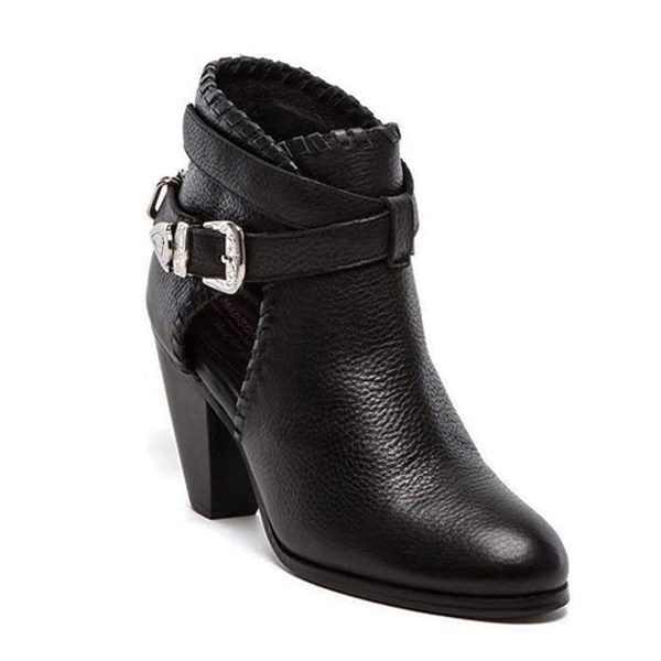 Parrcen Womens Cutout Leather Boot Shoes with Buckle Strap