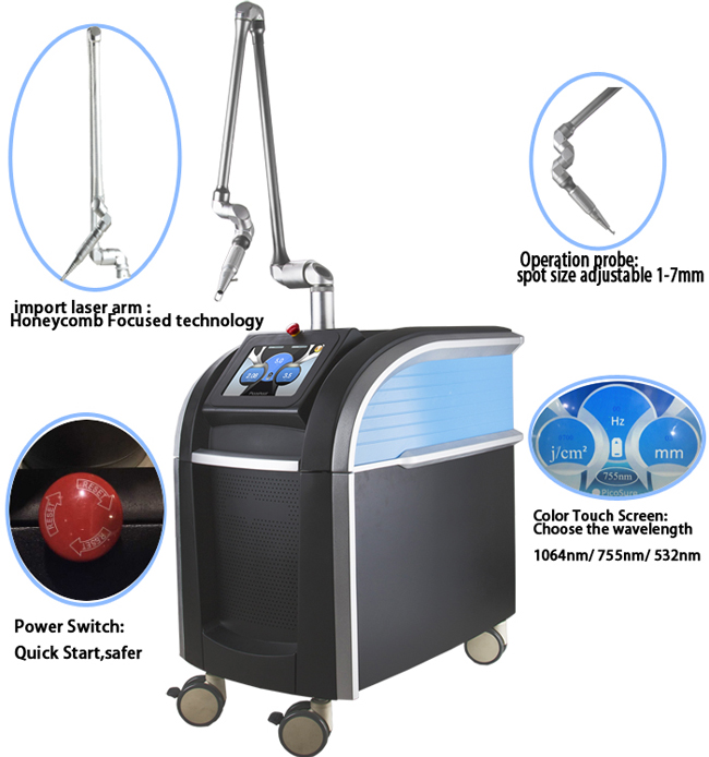 Most Effective 755nm Picosecond Laser Tattoo Removal Machine