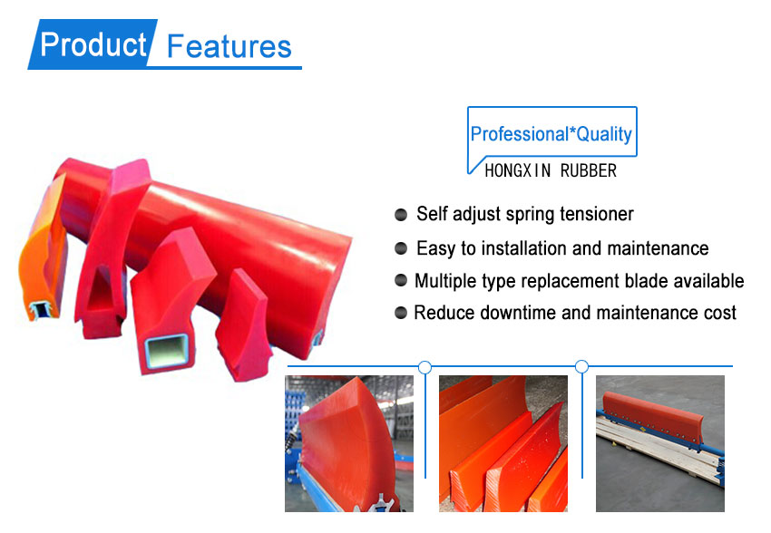 High abrasion resistant polyurethane scraper secondary conveyor belt cleaners