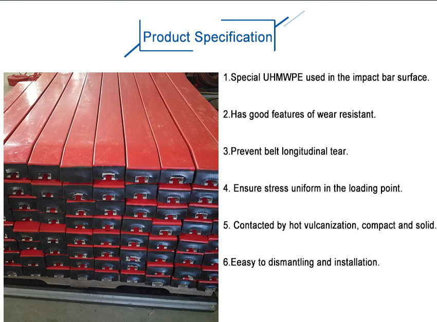 high shock absorber belt impact bolt fasten bar to protect conveyor system conveyor belt protective impact bar