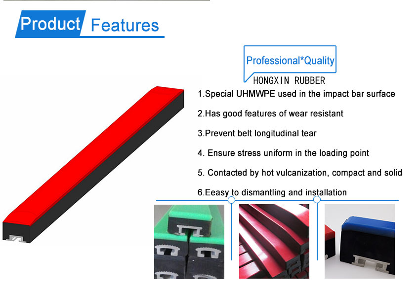 high shock absorber belt impact bolt fasten bar to protect conveyor system conveyor belt protective impact bar