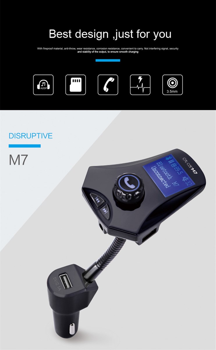 GXYKIT Car Stereo Bluetooth transmitter Car MP3 Player USB Car Charger