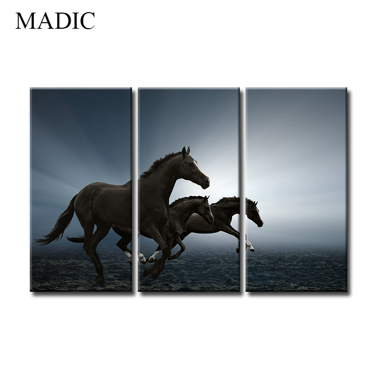 Canvas pictures for living room 3 panel running horse oil painting framed wall art canvas prints pictures