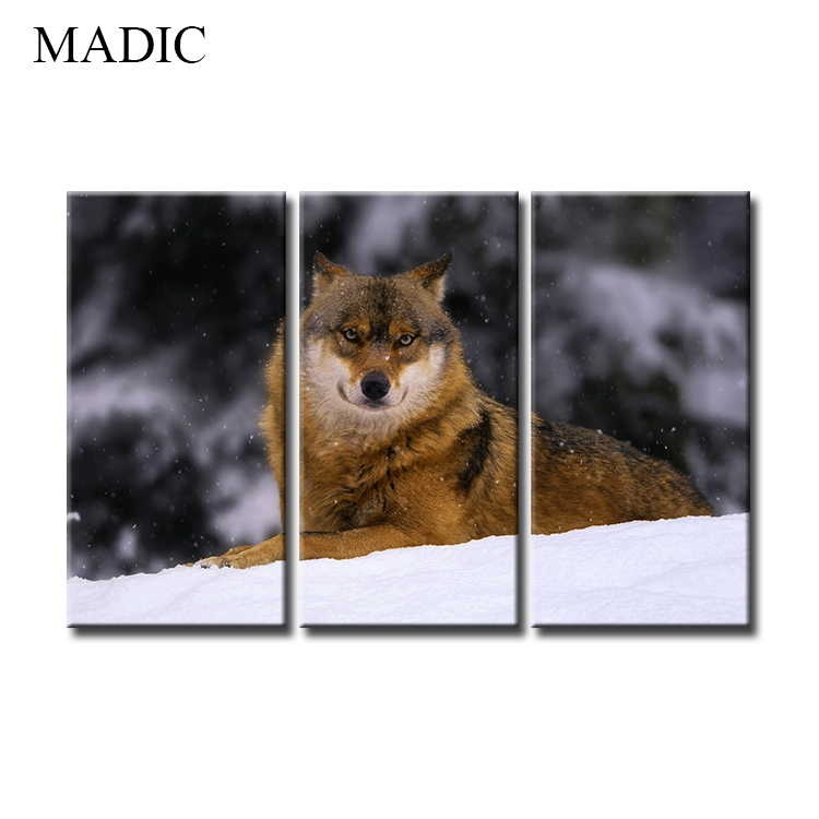 Canvas wall art home decor 3 piece oil painting of wolf digital canvas prints pictures