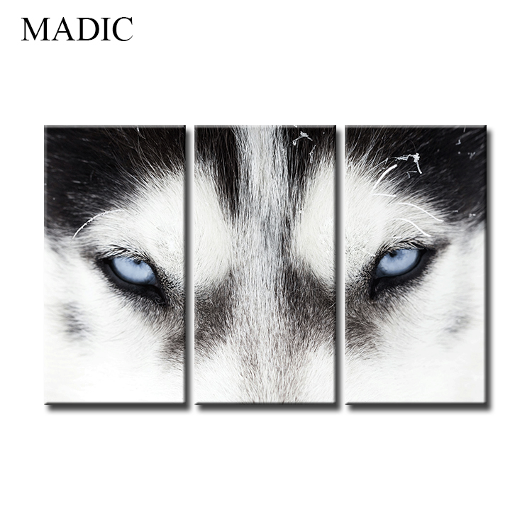 Canvas wall art home decor 3 piece oil painting of wolf digital canvas prints pictures