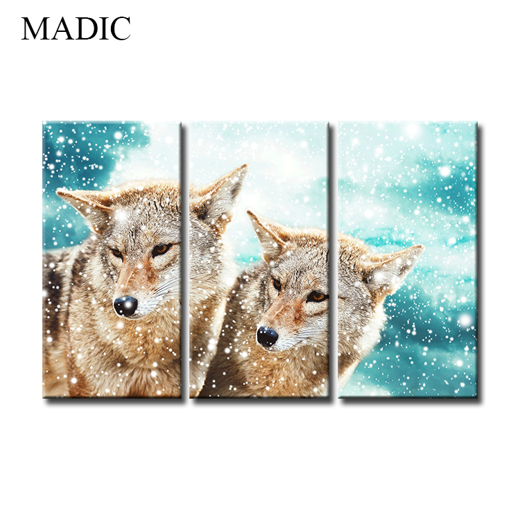 Canvas wall art home decor 3 piece oil painting of wolf digital canvas prints pictures