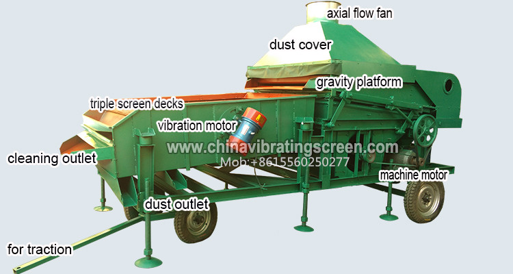 Air grain cleaner millet wheat gravity screening machine