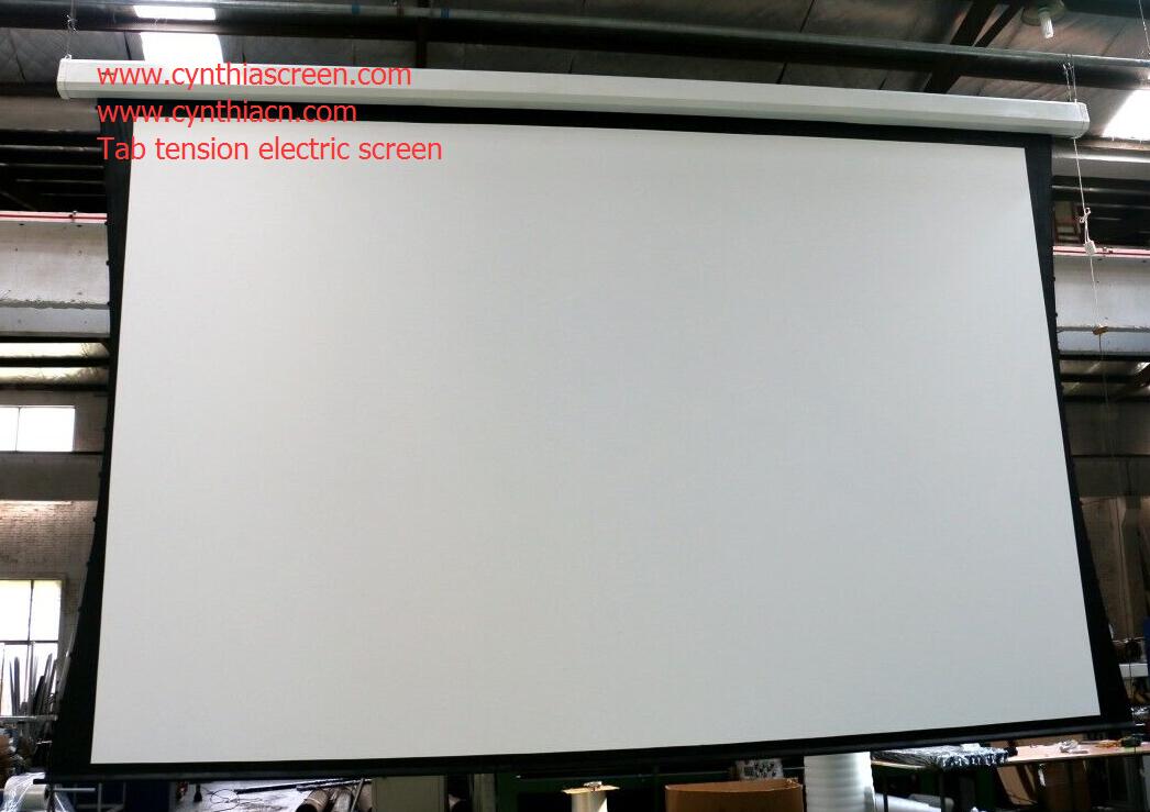 Cynthia Front Projection PVC Soft Fabric Tab Tension Electric Screen