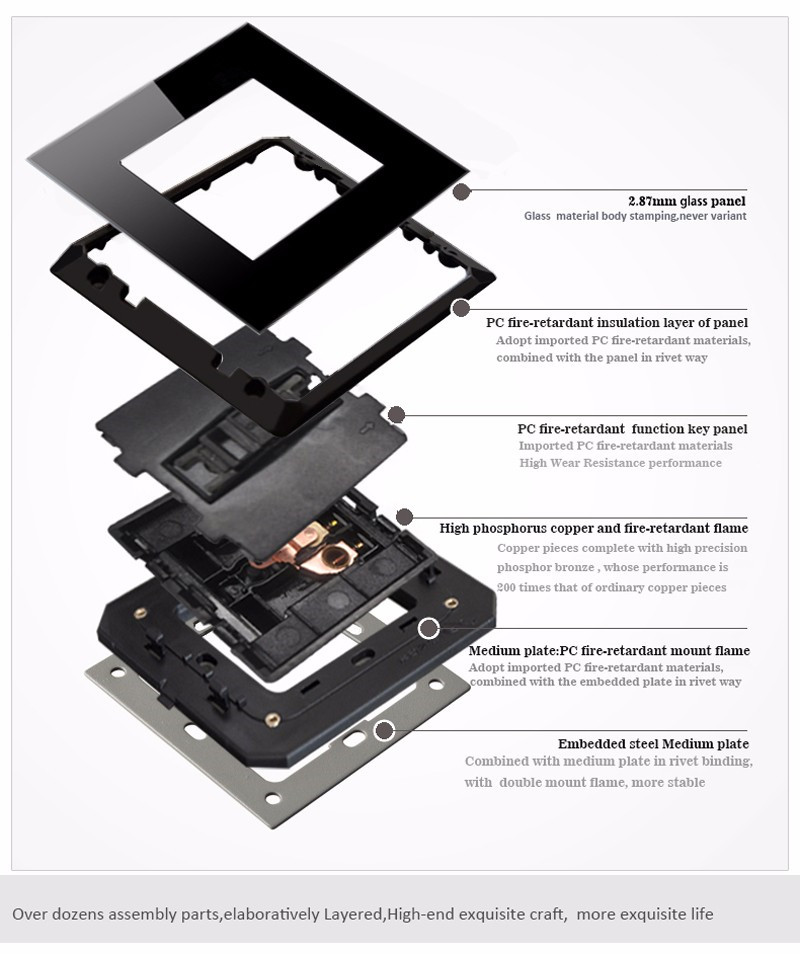 MVAVA CE BS Approved Sound Light Sensor Switch Luxury Black Crystal Glass 500800W Sound And Light Control Switch