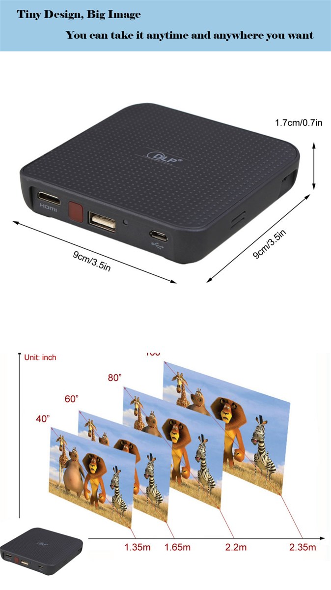 1080p battery backup handy DLP beamer with wifi for business trip