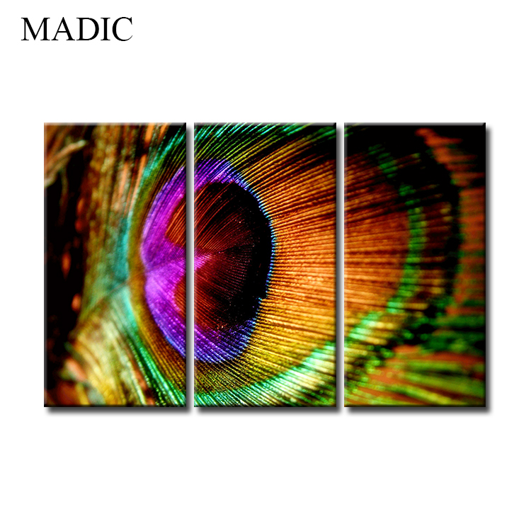 Wall art canvas prints 3 panel modern oil painting on canvas peacock wall pictures for home decoration