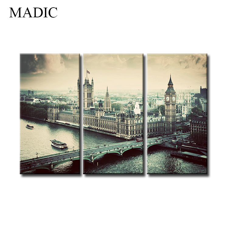 Wall pictures for living room 3 panel London Big Ben landscape canvas art printings for home decor