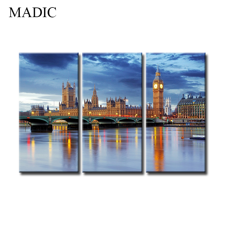 Wall pictures for living room 3 panel London Big Ben landscape canvas art printings for home decor