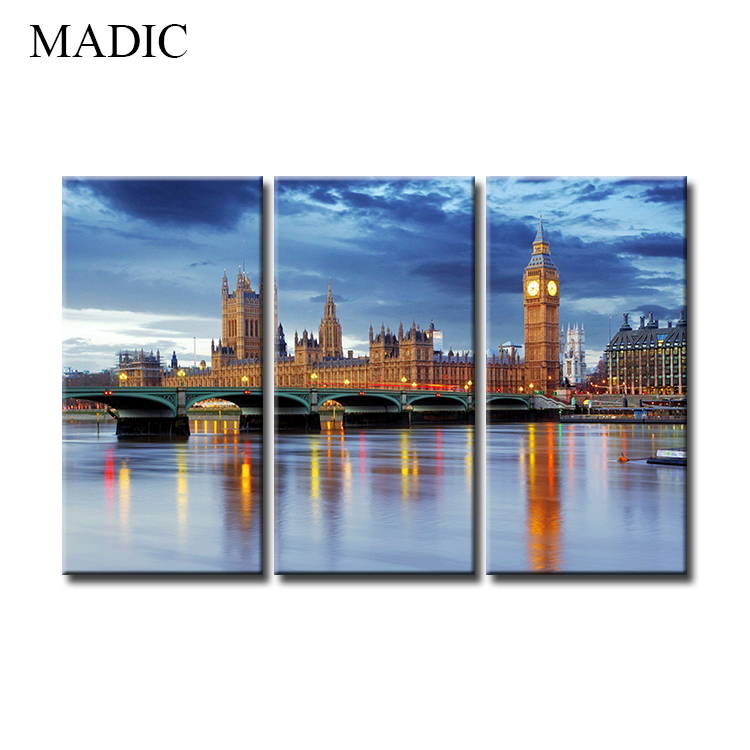 Wall pictures for living room 3 panel London Big Ben landscape canvas art printings for home decor