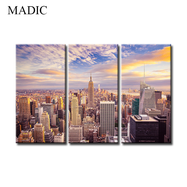 canvas prints wall decor 3 panel living room wall art New York city landscape decoration wall oil painting