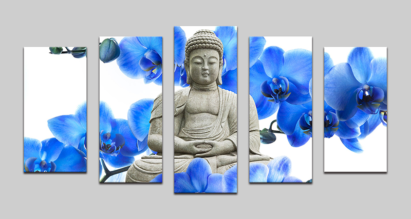 5 panel wall paintings buddha canvas oil paintings for home decoration