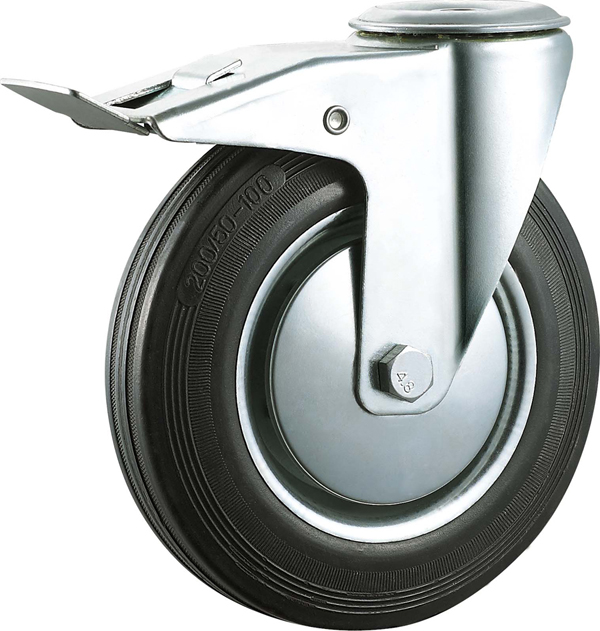 Industrial caster wheel hardware roller bearing 4 inches bolt hole rubber plastic wheels