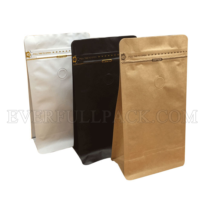 2017 new kraft paper vacuum sealed flat bottom pouch coffee bags with valve