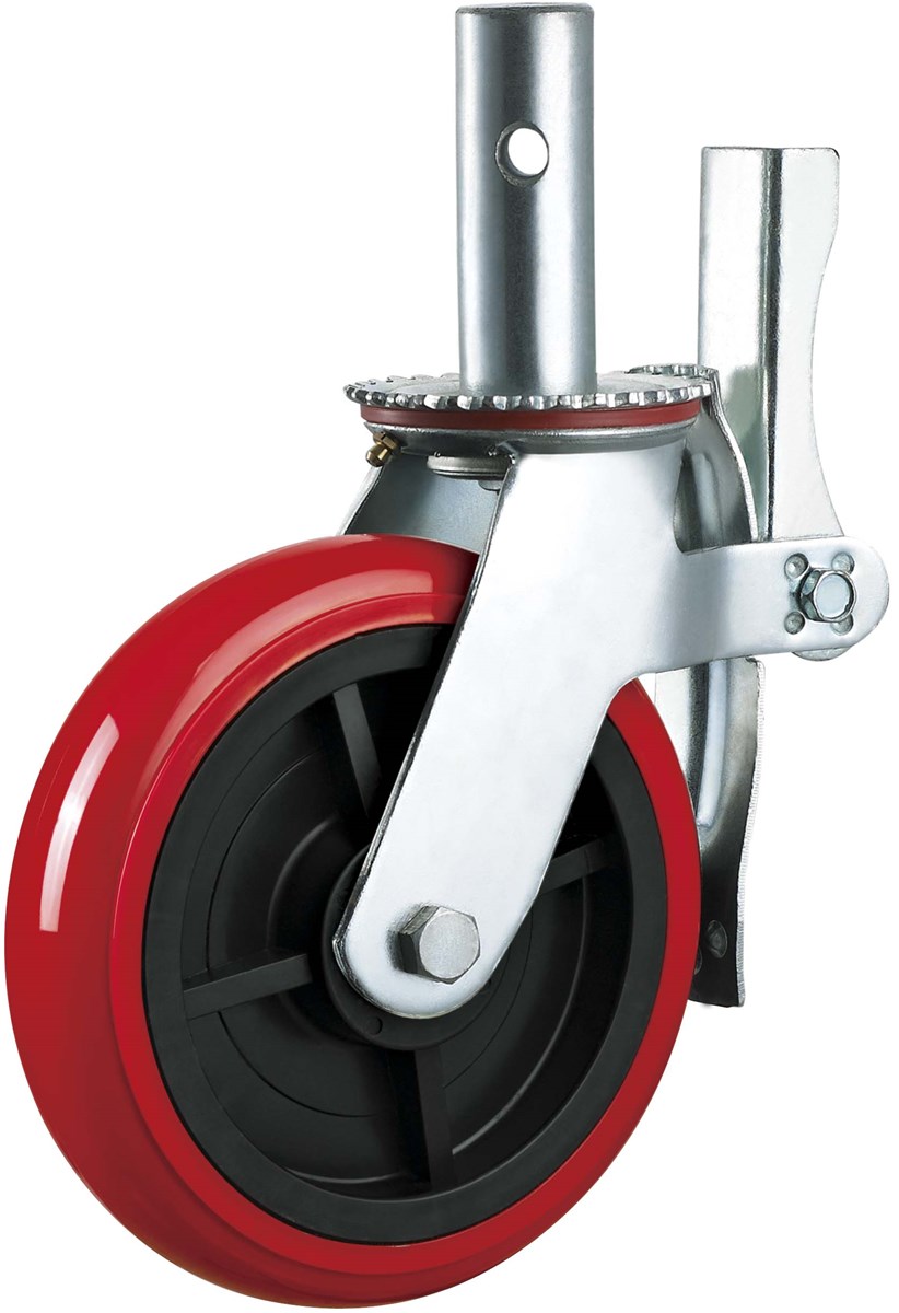scaffolding parts caster wheel PU plastic 6 inches with brake wheels