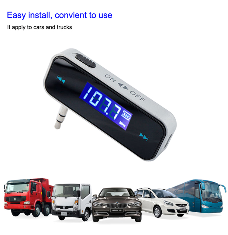 GXYKIT Car Audio FM transmitter F1 Car Music transmitter with builtin lithium battery