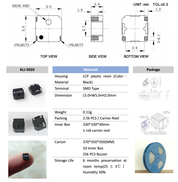 Factory Direct SMT Buzzer Audio Transducer L50mmW50mmH20mm