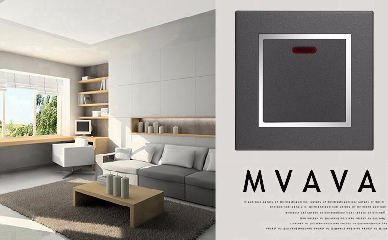 MVAVA 1 Gang Push Button Electrical Wall Switch with Neon Indicator
