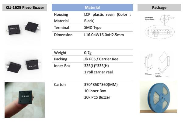 L160mmW160mmH25mm SMD Buzzer Audio Transducer Acoustic component KLJ1625
