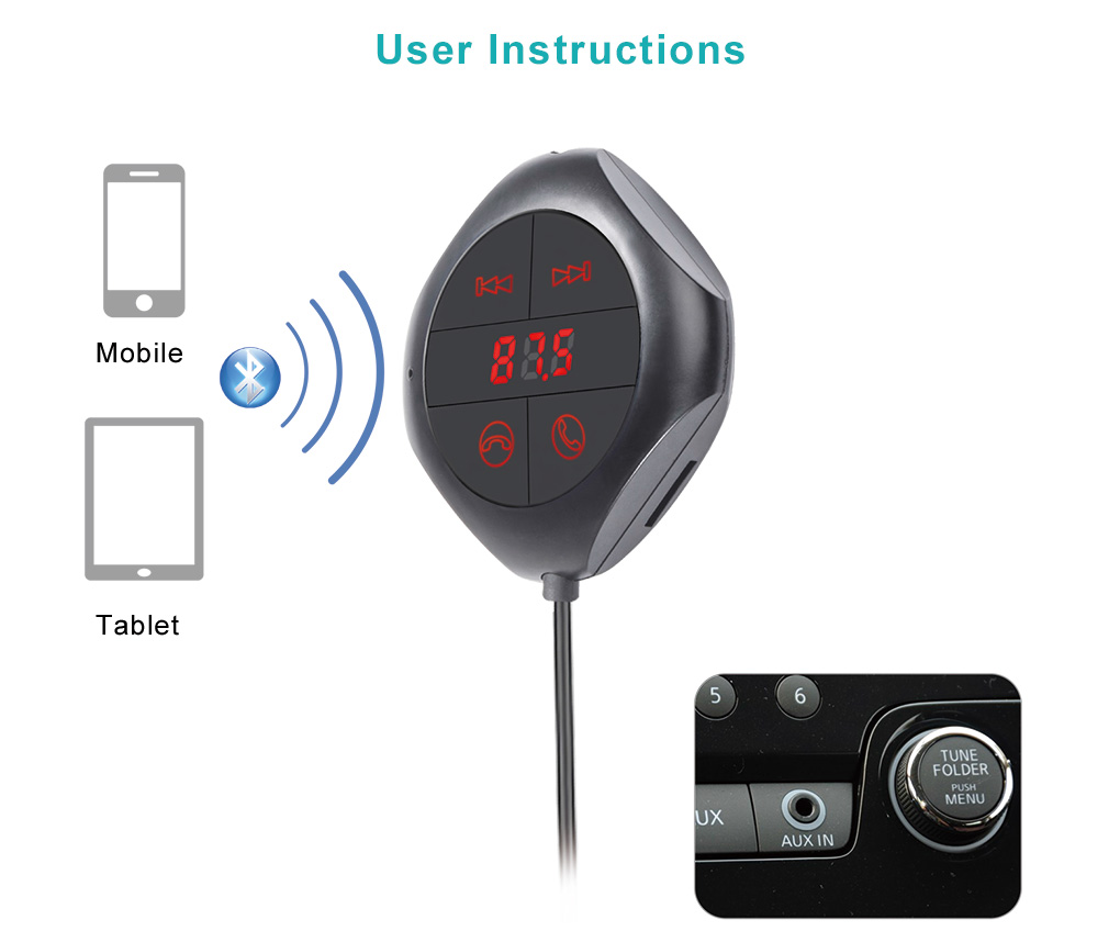 GXYKIT Bluetooth Car Charger USB Charger FM Transmitter Q7S Bluetooth handsfree