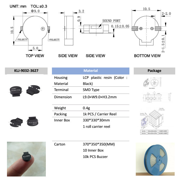 SMD Buzzer Magnetic Buzzer Speaker Alarm Audio Transducer L105mmW90mmH32mm KLJ90323627